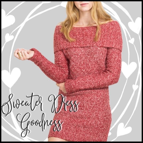 Boutique Sweaters - Marked Off-Shoulder Mini/Tunic